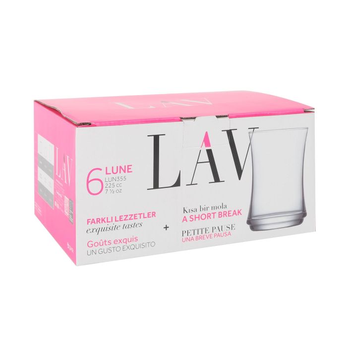 Set de 6 vasos de vidrio Lune 225 cc - Lav (8 Cajas) 2 Set de 6 vasos de vidrio Lune 225 cc - Lav (8 Cajas) 2