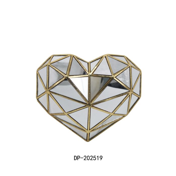 DKD Home Decor Decoración Pared Chic Corazón Resina y Cristal Dorado 26x21x5 cm