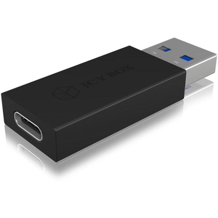 ICY BOX Adaptador USB-A a USB-C 3.1 Gen 2, Velocidad 10 Gbit/s, Macho/Hembra, Negro