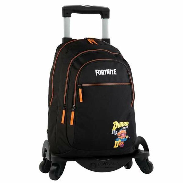 Mochila fortnite durrr mochila primaria doble compartimento + carro negro t963 . 44 x 30 x 20 cm.