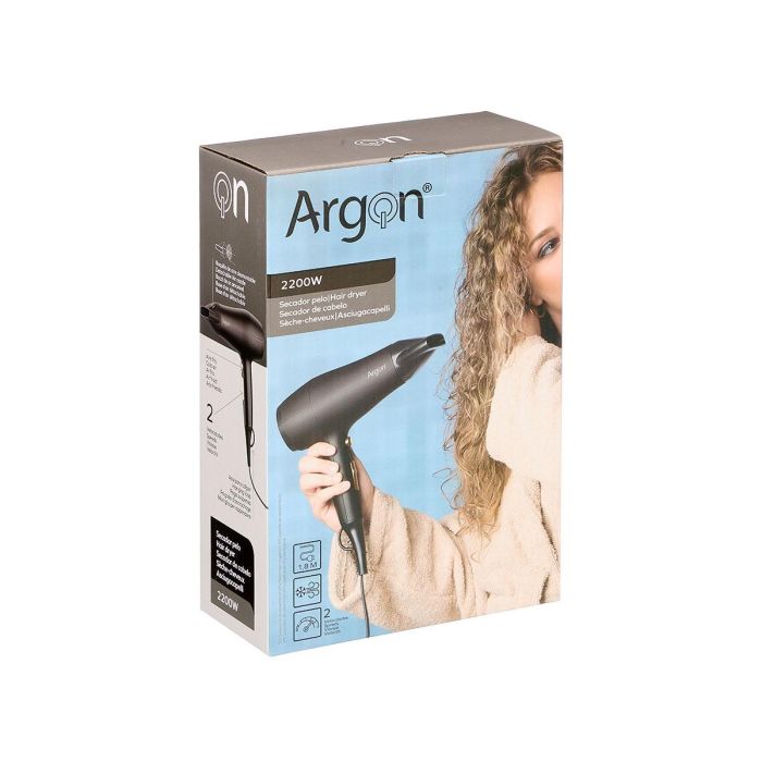 Argon Secador de Pelo Negro Dorado Mate 2200W, 23x8.5x26 cm (6 Unidades) 1 Argon Secador de Pelo Negro Dorado Mate 2200W, 23x8.5x26 cm (6 Unidades) 1