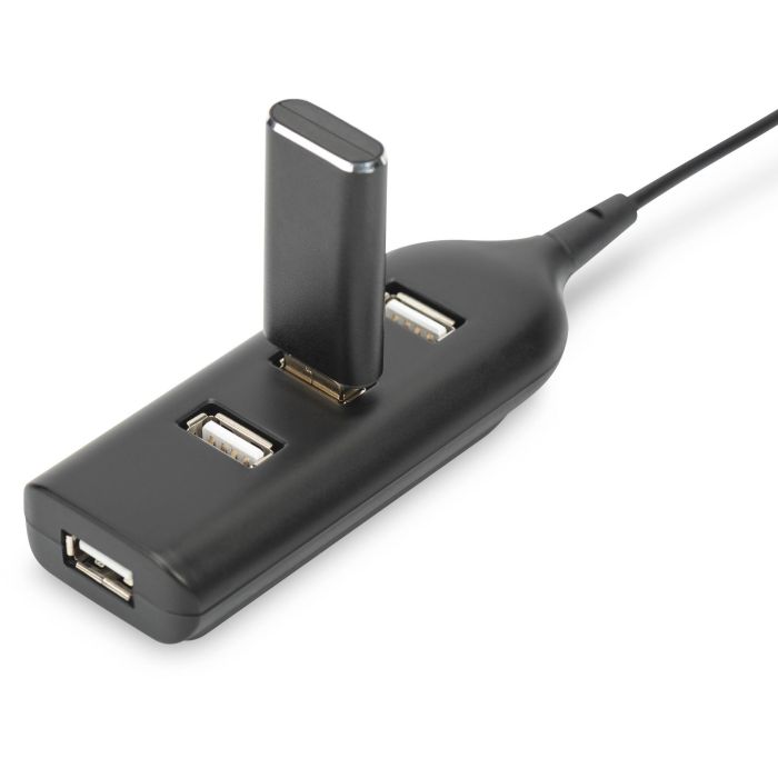 Digitus Hub USB 2.0 de 4 puertos con cable integrado, negro DA-70217 1