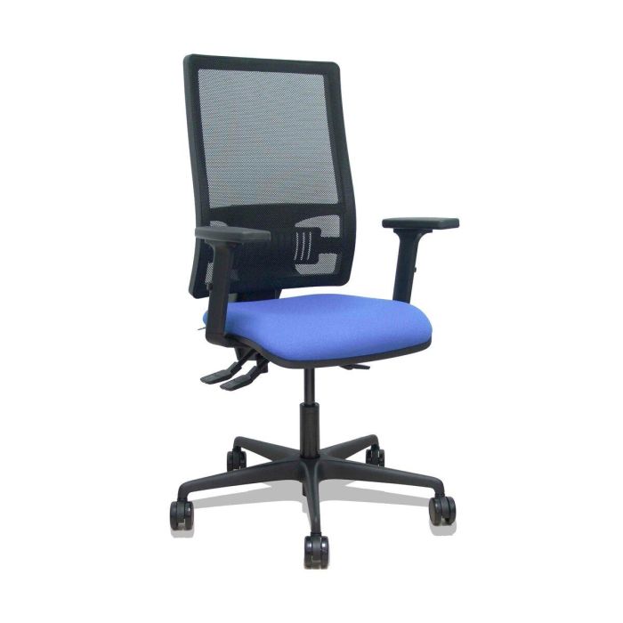 PIQUERAS Y CRESPO Silla Bormate asincro malla negra asiento bali azu claro brazos 2D ruedas 65mm PIQUERAS Y CRESPO Silla Bormate asincro malla negra asiento bali azu claro brazos 2D ruedas 65mm