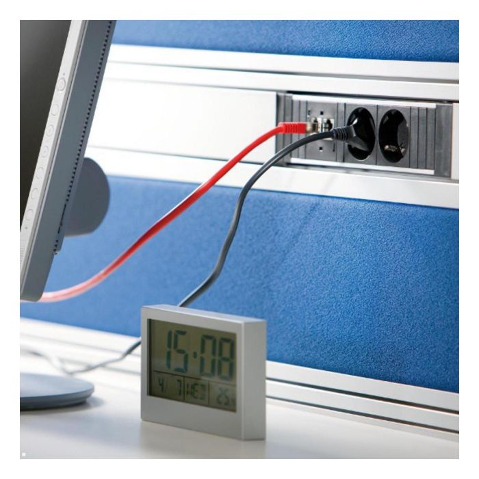 Bachmann 906.18816 STEP BASE Base de enchufe múltiple interior, 3 salidas AC CEE 7/3, 250 V 16 A, IP20, plástico gris y rojo