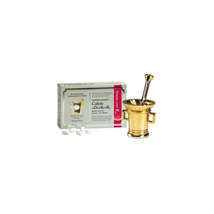 PHARMA NORD Activecomplex Calcio+D3+K 60 Comprimidos Masticables con Sabor a Menta para Absorción de Calcio
