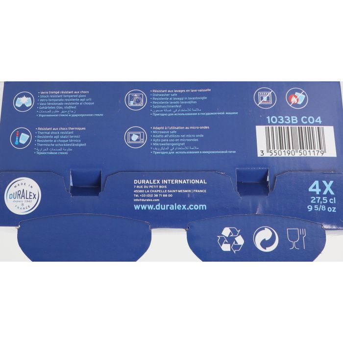 Set de 4 Vasos Marine Prisme 27.5 cl - Duralex (12 Cajas) 1 Set de 4 Vasos Marine Prisme 27.5 cl - Duralex (12 Cajas) 1