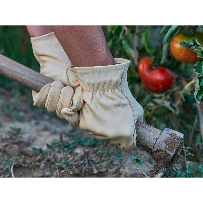 Juba Guante Jardinería Piel Flor Vacuno Reforzado Palma Pulgar Keystone 0,9mm Talla 10 Marrón/Negro 2