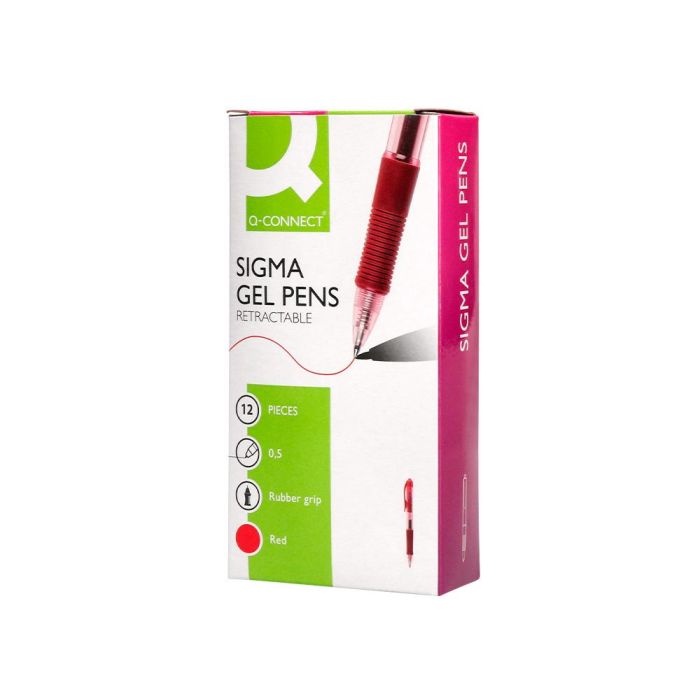 Boligrafo Q-Connect Sigma Retractil Con Sujecion De Caucho Tinta Gel 0,5 mm Color Rojo 12 unidades 7