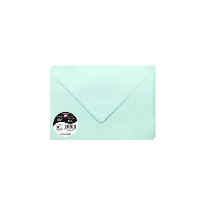 Sobre Clairefontaine Pollen 162X229 120G Verde Jade Paquete De 20
