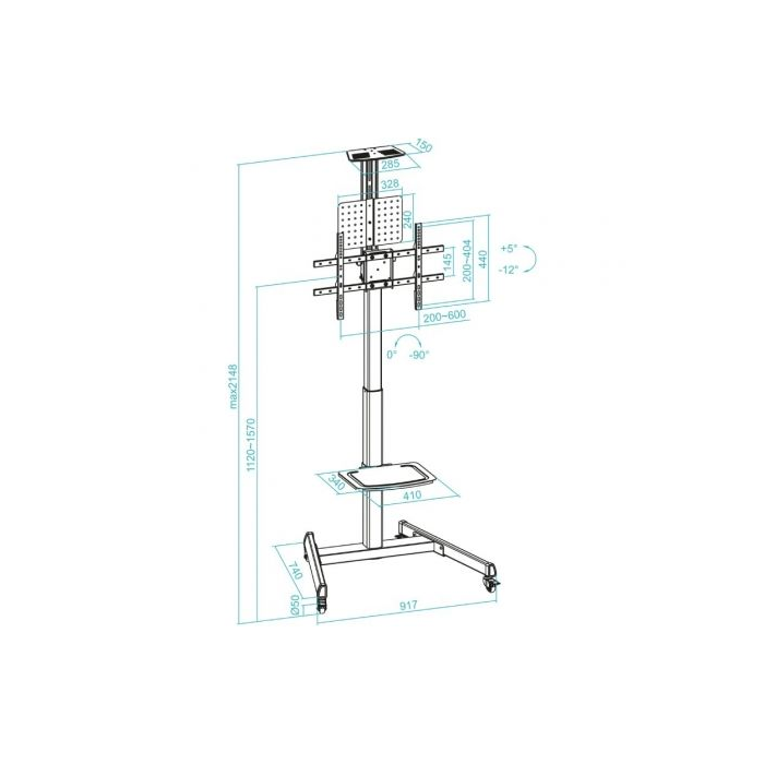 Soporte de Suelo Inclinable con Ruedas TooQ FS1184M-B para TV de 35-70"/ hasta 70kg 3 Soporte de Suelo Inclinable con Ruedas TooQ FS1184M-B para TV de 35-70"/ hasta 70kg 3