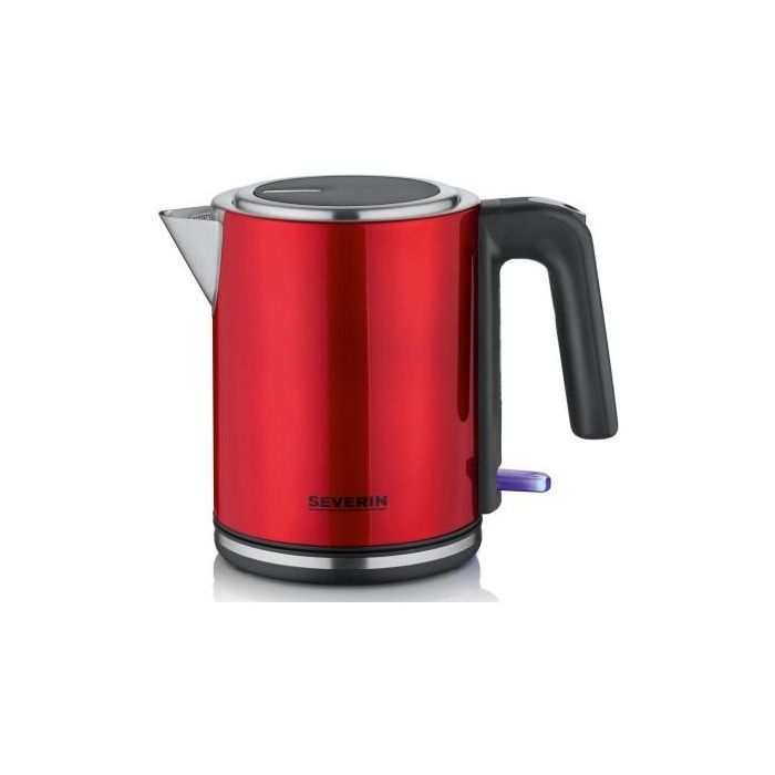 Severin WK 3427 Hervidor de Agua Eléctrico Inalámbrico 1L 2400W Negro/Rojo Plástico/Acero Inoxidable Indicador Nivel de Agua