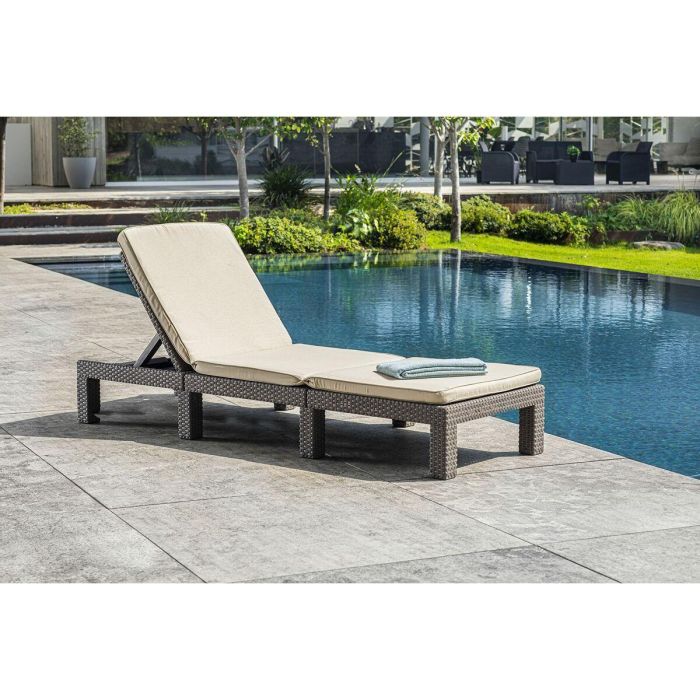 ALLIBERT Daytona Sillón Lounge con Cojines de Resina Trenzada, 4 Posiciones, Beige, 195x65x25,5 cm 6 ALLIBERT Daytona Sillón Lounge con Cojines de Resina Trenzada, 4 Posiciones, Beige, 195x65x25,5 cm 6