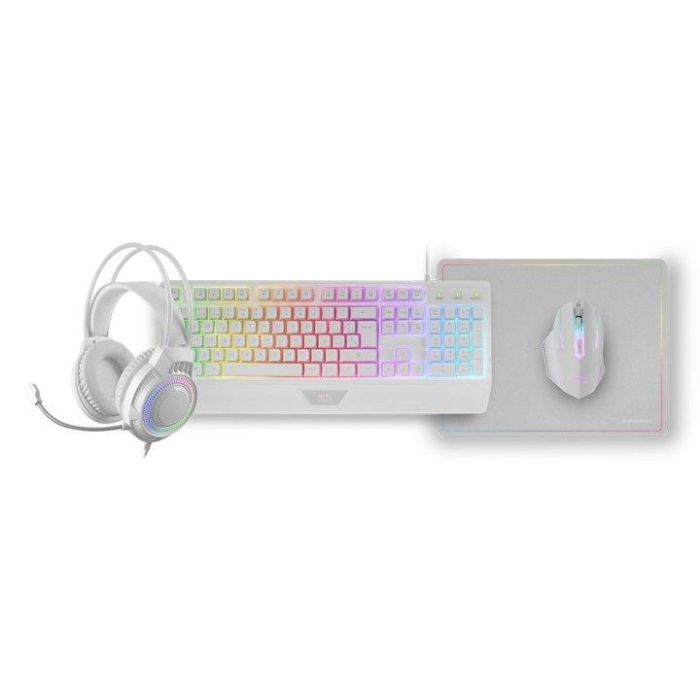 Mars gaming Kit MCP124PROWES Blanco - Pack Gaming 4 en 1 Teclado Ratón Auriculares Alfombrilla RGB 1