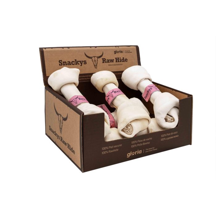 Snackys 8432288110195 Masticable para Perro Rawhide Nudos Piel Vacuno Digerible, Fortalece Encías 20-23 cm, Pack 6 Unidades
