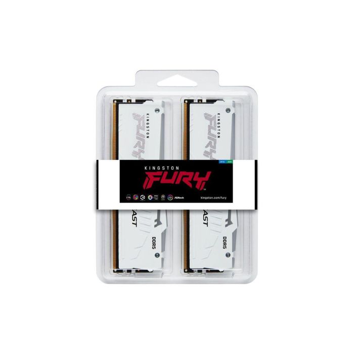 Kingston Fury Beast 64GB (2x32GB) 6000MT/s DDR5 CL30 DIMM Kit White RGB AMD EXPO
