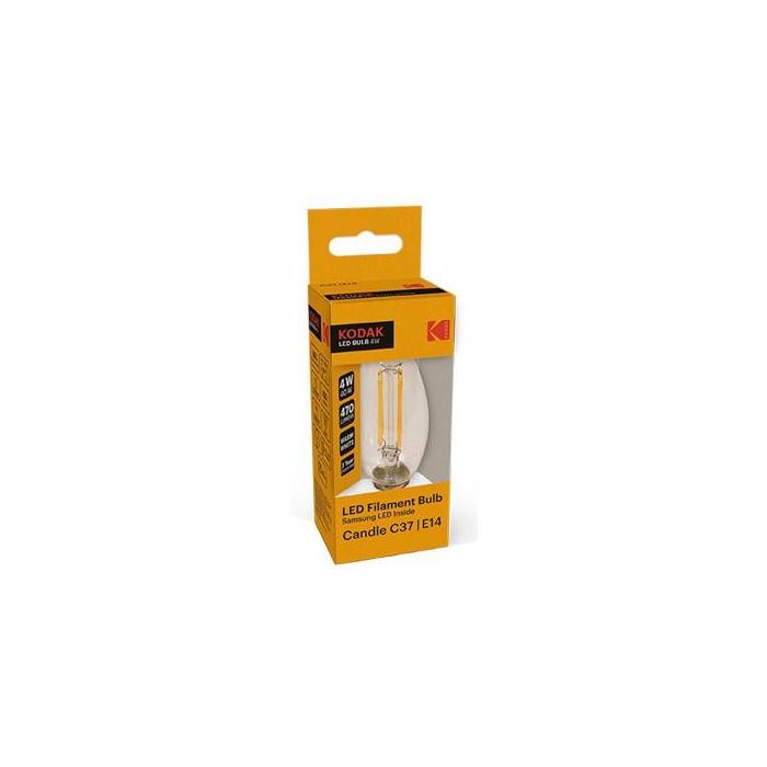 Kodak Bombilla LED Filamento Cristal Vela C37 E14 470LM Cálido 3000K 4W=40W No Regulable 1 Kodak Bombilla LED Filamento Cristal Vela C37 E14 470LM Cálido 3000K 4W=40W No Regulable 1