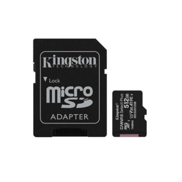 Kingston Tarjeta de Memoria Micro SDHC Canvas Select 512GB con Adaptador SD