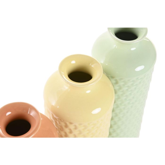 Jarron Basicos DKD Home Decor Beige Verde 9 x 30 x 9 cm (3 Unidades) 2