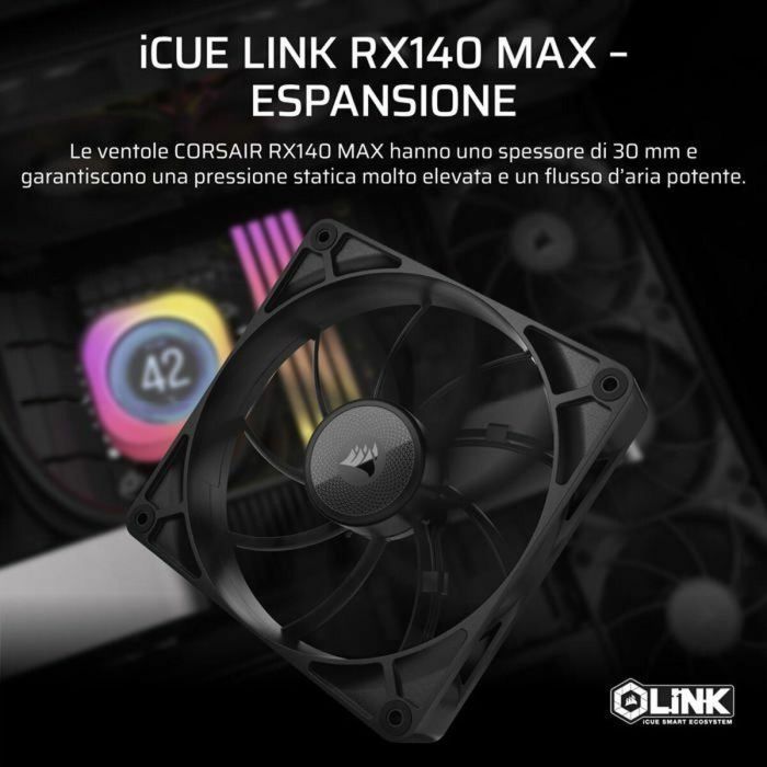 CORSAIR CO-9051043-WW iCUE LINK RX140 Max Ventilador Único para Refrigeración de PC 2 CORSAIR CO-9051043-WW iCUE LINK RX140 Max Ventilador Único para Refrigeración de PC 2