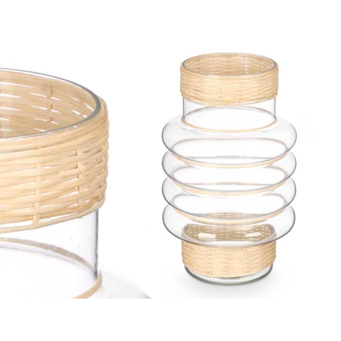 Portavelas de Vidrio y Rattan Giftdecor 18x30x18 cm (6 Unidades) 1 Portavelas de Vidrio y Rattan Giftdecor 18x30x18 cm (6 Unidades) 1