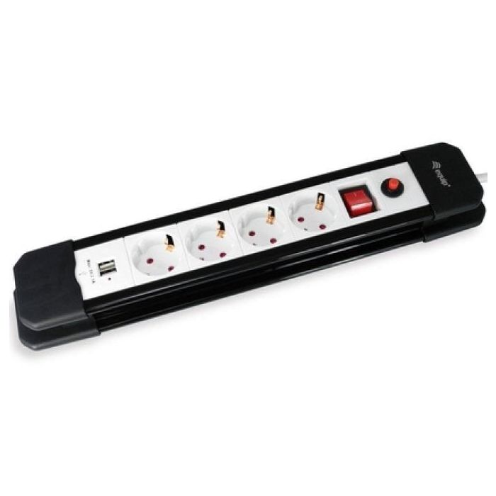 Equip Regleta Con 4 Tomas + 2 Usb Con Cable De 1´5 M.Y Botón De Apagado Y Encendido Equip Regleta Con 4 Tomas + 2 Usb Con Cable De 1´5 M.Y Botón De Apagado Y Encendido