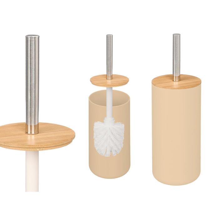 Berilo Escobillero Plástico Bambú Beige 9.2x36.5x9.2 cm (Set de 12)