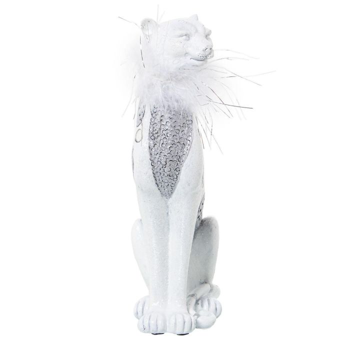 Figura Decorativa Alexandra House Living Blanco Plateado Plástico Leopardo 12 x 15 x 27 cm 2