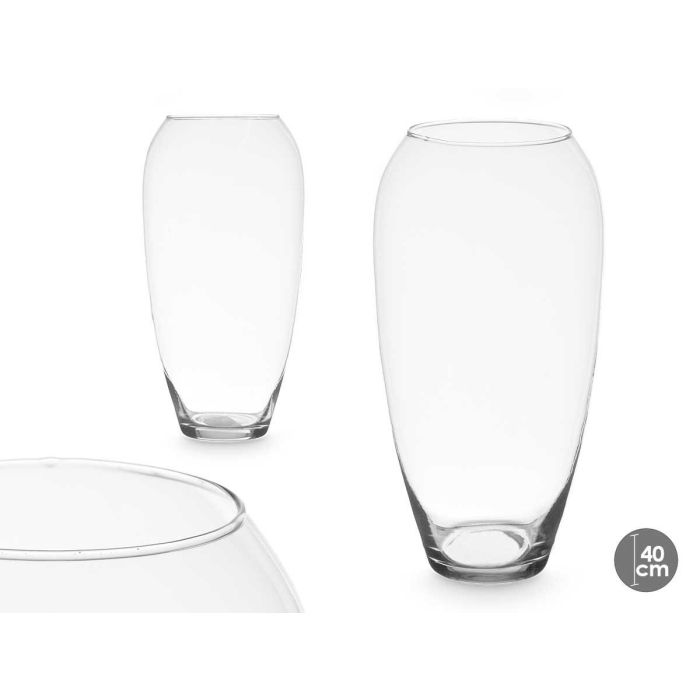 Jarrón de Cristal Abombado 36 cm - Giftdecor, Vidrio Transparente (4 Unidades) Jarrón de Cristal Abombado 36 cm - Giftdecor, Vidrio Transparente (4 Unidades)