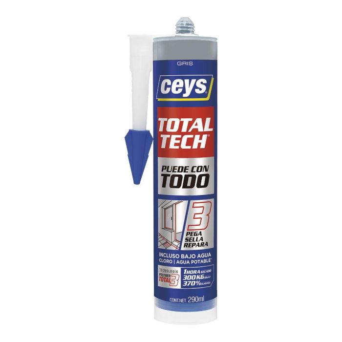 Ceys Adhesivo Sellador Gris Total Tech 290 ml Masilla Adhesiva Elástica 370%