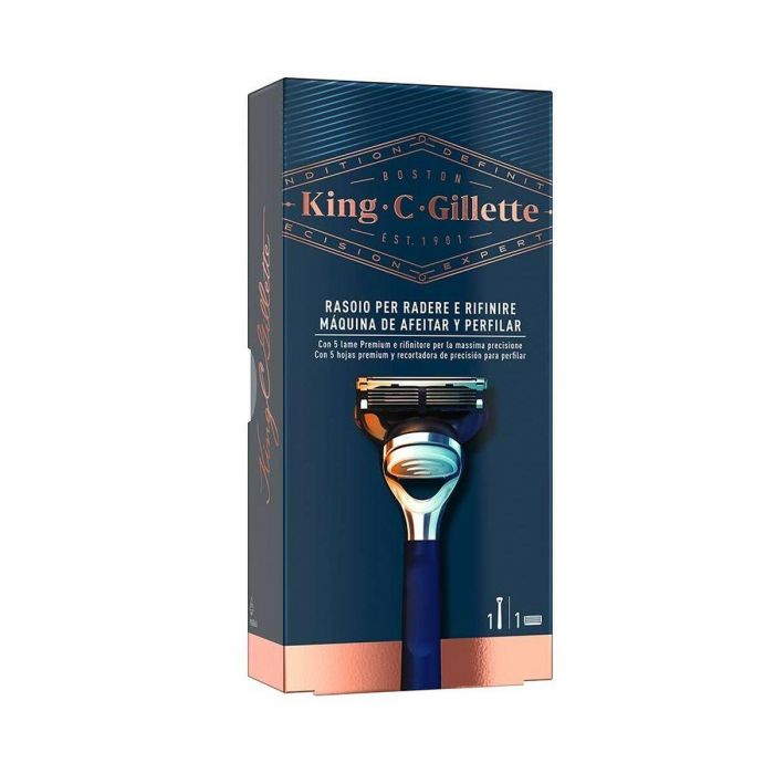 Gillette KING shave & edging razor Cuchillas de afeitar para hombre con 5 hojas y perfilador 1 pz