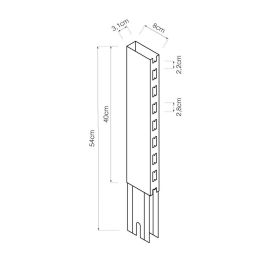 Prolongador poste gris 400x80x30mm basics