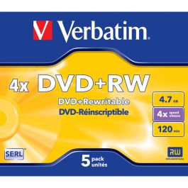 Verbatim dvd+rw, 4.7gb, 4x, 5 pack jewel case, superficie matt silver Precio: 7.95000008. SKU: S8419619