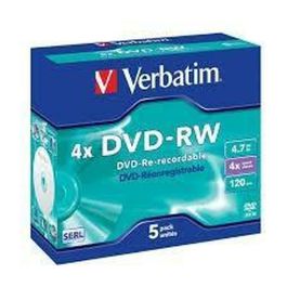DVD-RW Verbatim 5 Unidades Negro 4,7 GB 4x (5 Unidades) Precio: 9.5000004. SKU: B18LCV6JXS