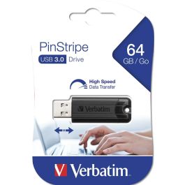 Verbatim Pendrive Pinstripe 64 grb High Speed Retráctil Usb 3.2 Negro