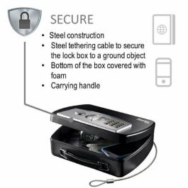 Caja Fuerte Portátil con Cable de Seguridad Master Lock Negro Acero