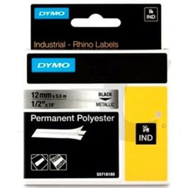 Dymo Rhino Cinta De Etiquetas Industrial Adhesiva Id1-12, Negro Sobre Plateado De 12 mmx5´5M, Poliester S0718180 Precio: 19.49999942. SKU: B13DGRD37H