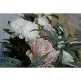 Oplante Flor Artificial Vara de Peonia Blanco en Tela para Decoración de Hogar y Eventos