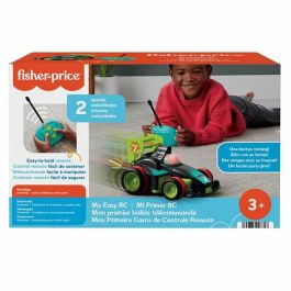 Coche radio control fisher-price con 2 velocidades y mando de facil manejo con 4 botones.