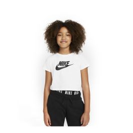 Camiseta de Manga Corta Infantil OLDER KIDS CROPPED Nike DA6925 102 Blanco 100 % algodón