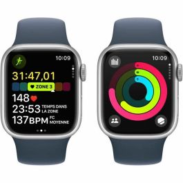 Apple Watch Series 9 GPS - 41 mm - Caja de aluminio plateada - Correa deportiva azul tormenta - M/L