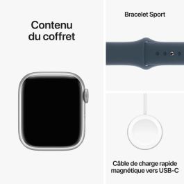 Apple Watch Series 9 GPS - 41 mm - Caja de aluminio plateada - Correa deportiva azul tormenta - M/L