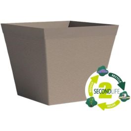 Maceta cuadrada - GARDEN ID - Green Care Impact Taupe - 39 x 33 cm - 10 años de garantía - 100% reciclado - Resistente a los rayos UV/gel