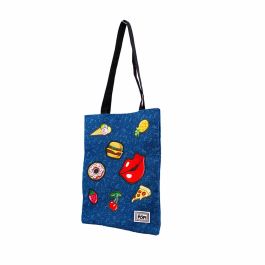 Bolsa de la Compra Shopping Bag Patches Oh My Pop! Azul Oscuro
