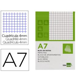 Bloc Notas Liderpapel Cuadro 4 mm A7 80 Hojas 60 gr-M2 Perforado 10 unidades