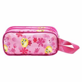Estuche Portatodo 3D Doble Pink Flowers Looney Tunes Tweety (Piolín) Rosa