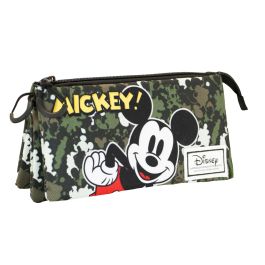 Estuche Portatodo Triple FAN Surprise Disney Mickey Mouse Verde Militar