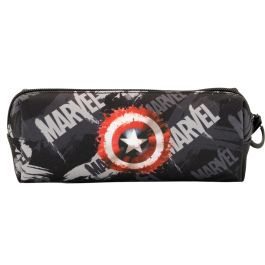 Marvel Capitán América Estuche Portatodo Cuadrado FAN Scratches Gris con Cremallera - 8x21x5.5cm, 0.90L Poliéster