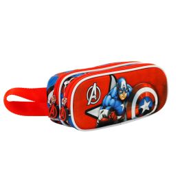 Estuche Portatodo 3D Doble Gravity Marvel Capitán América Rojo