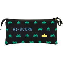 Estuche Portatodo Triple ECO Army Space Invaders Negro