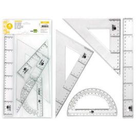 Juego Escuadra Y Cartabon 25 cm Regla 30 cm Y Semicirculo 15 cm Liderpapel En Petaca Incolora